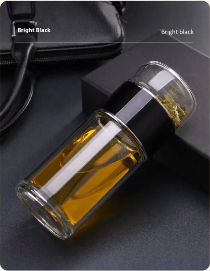 The Steep Flask — Double-Wall Glass Tea Infuser Bottle for Travel