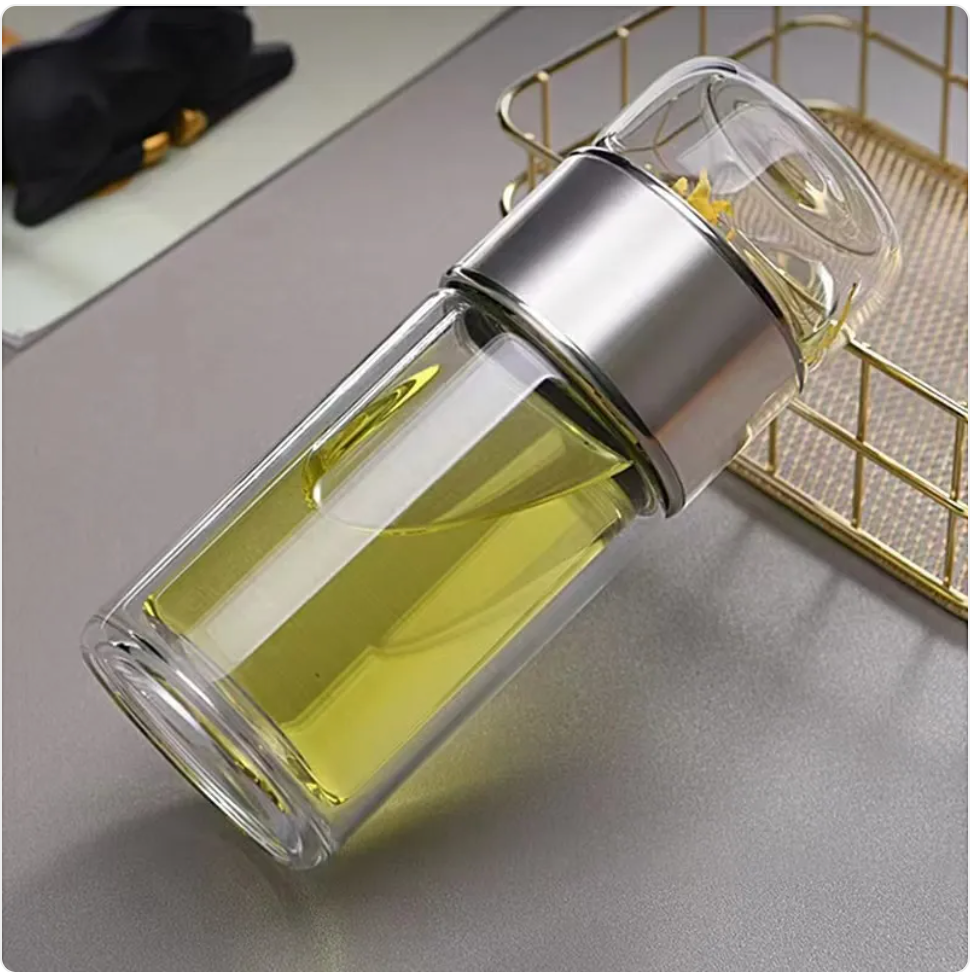 The Steep Flask — Double-Wall Glass Tea Infuser Bottle for Travel
