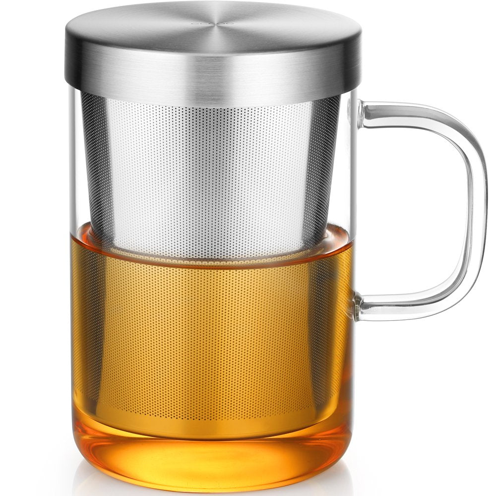 The Steep Mug — Borosilicate Glass Tea Mug with Stainless Infuser & Lid