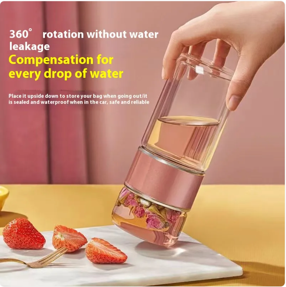 The Steep Flask — Double-Wall Glass Tea Infuser Bottle for Travel