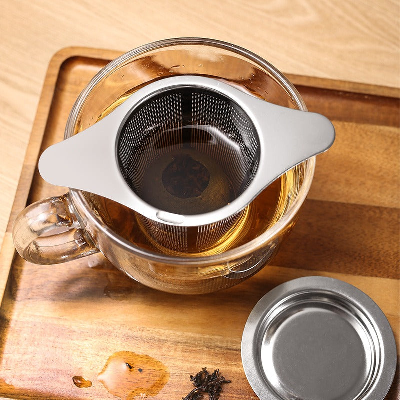 The Steep Basket — Stainless Steel Loose-Leaf Tea Infuser with Drip-Tray Lid